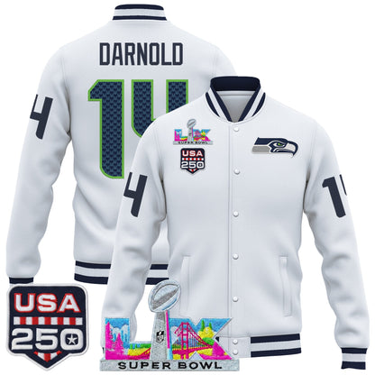 Men's Seattle Seahawks "Super Bowl LX & United States 250th Anniversary Patch" Jacket- All Stitched
