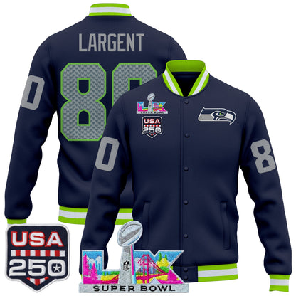 Men's Seattle Seahawks "Super Bowl LX & United States 250th Anniversary Patch" Jacket- All Stitched