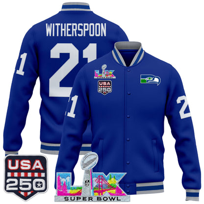 Men's Seattle Seahawks "Super Bowl LX & United States 250th Anniversary Patch" Jacket- All Stitched