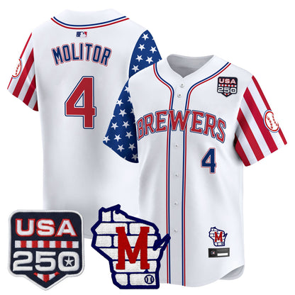 Milwaukee Brewers "America250 Edition" Vapor Premier Limited Jersey - All Stitched
