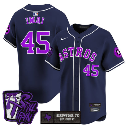 Houston Astros DJ Screw Still Tippin Purple Patch Vapor Premier Limited Jersey - All Stitched