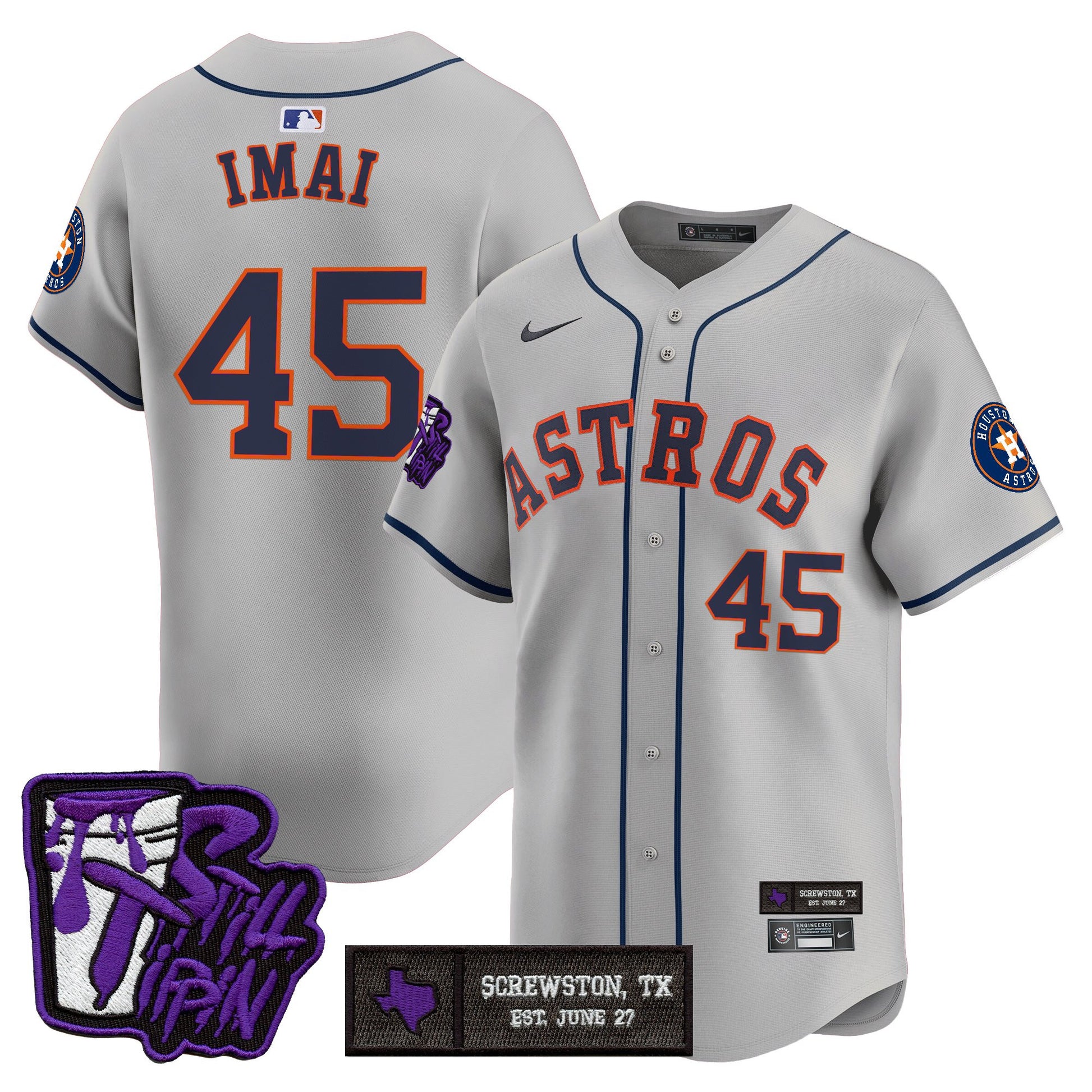 Houston Astros DJ Screw Still Tippin Purple Patch Vapor Premier Limited Jersey - All Stitched