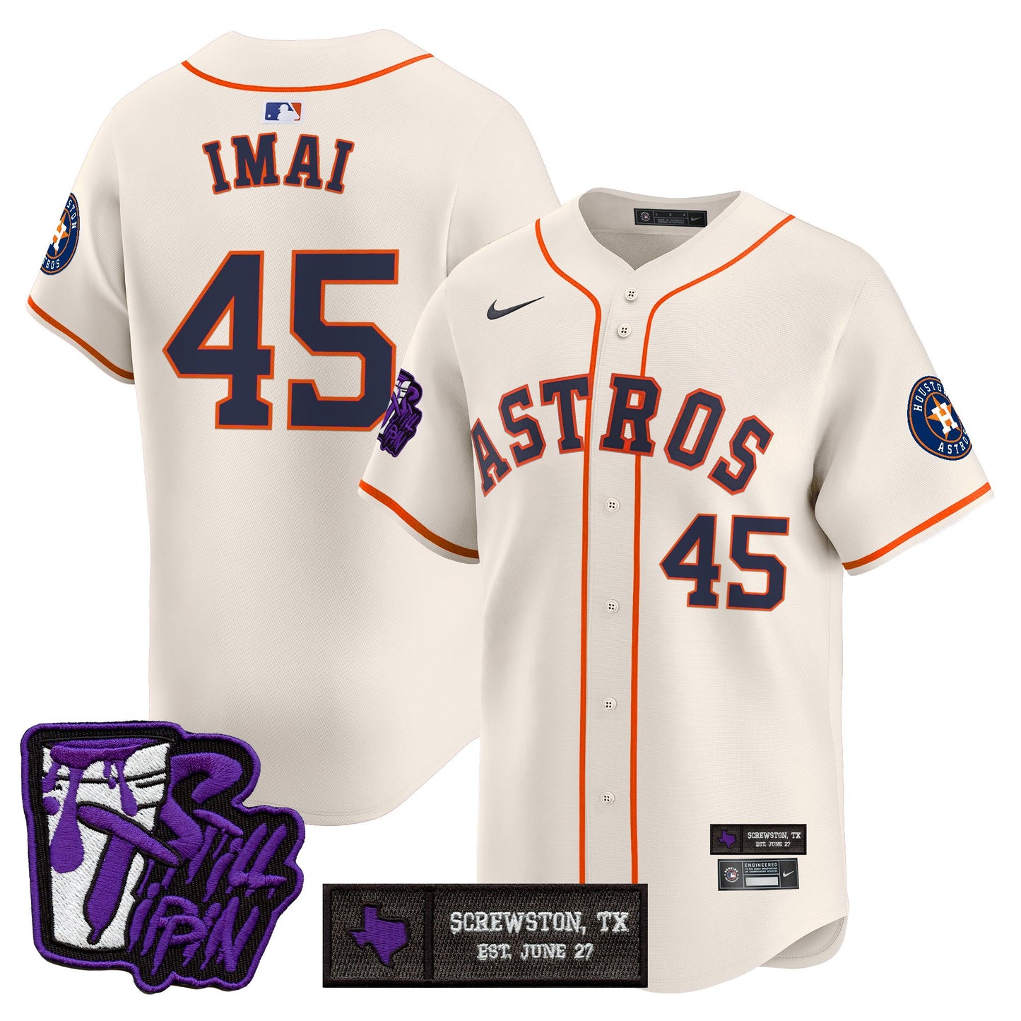 Houston Astros DJ Screw Still Tippin Purple Patch Vapor Premier Limited Jersey - All Stitched