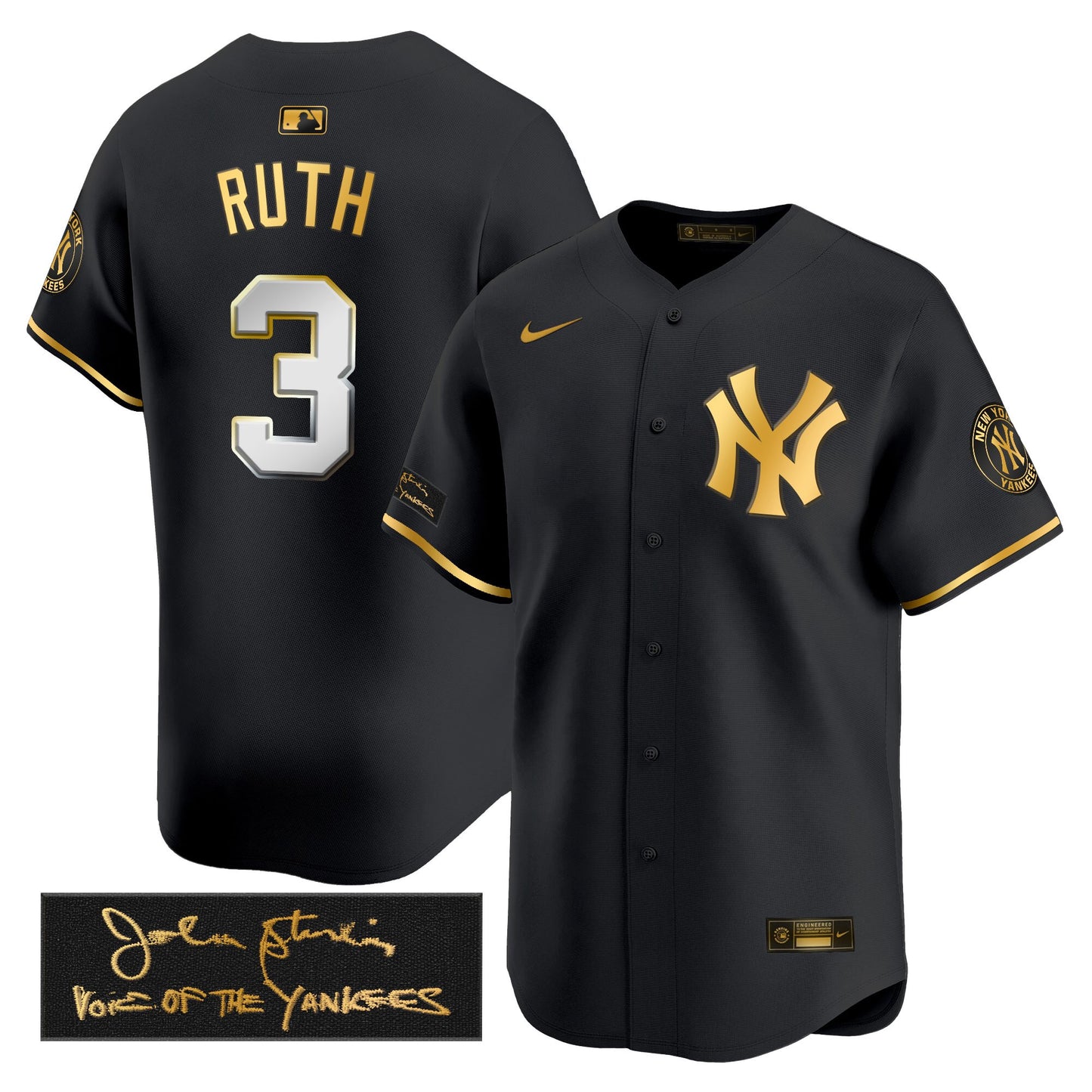 New York Yankees John Sterling "The Voice of the Yankees" Tribute Patch Vapor Premier Limited Jersey - Stitched