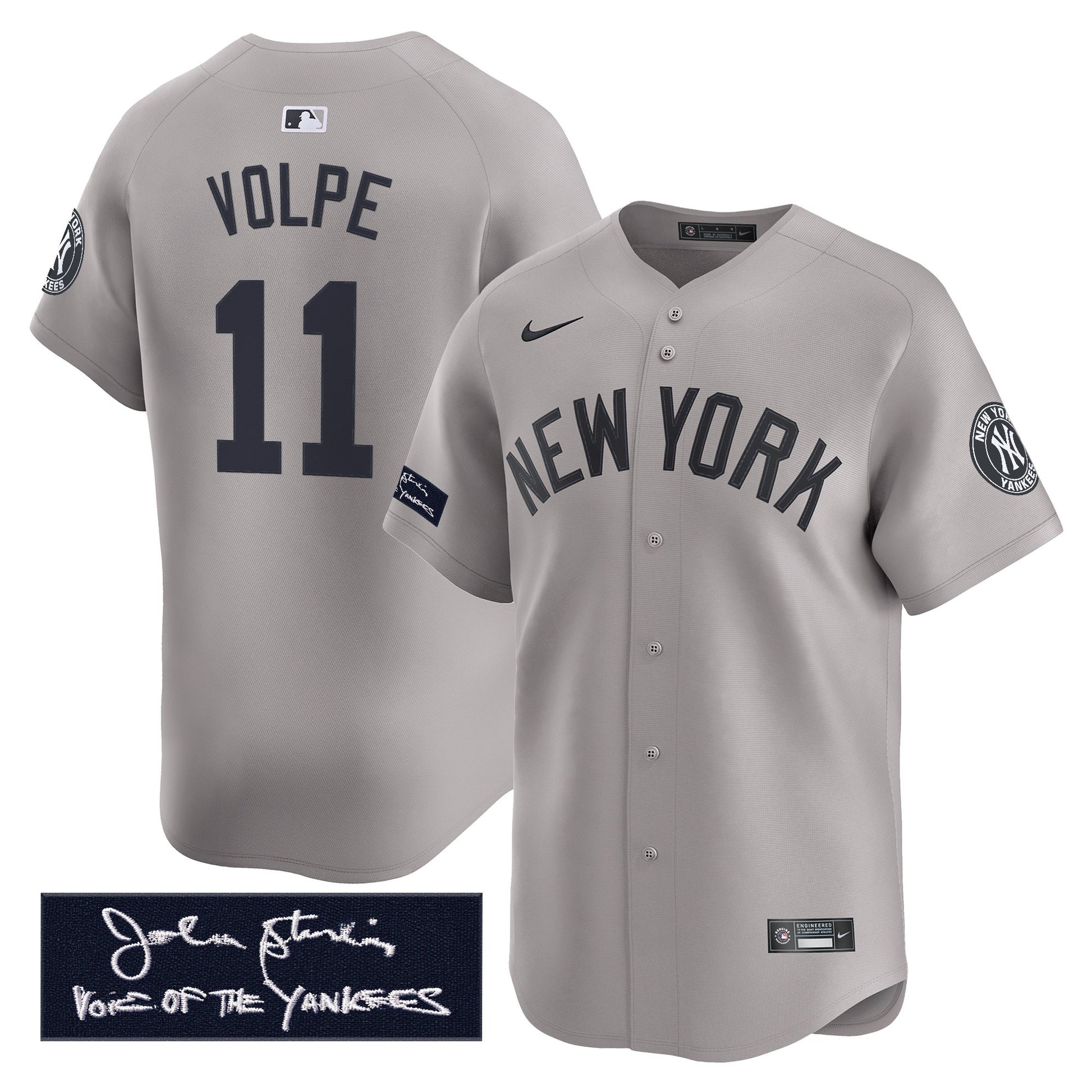 New York Yankees John Sterling "The Voice of the Yankees" Tribute Patch Vapor Premier Limited Jersey - Stitched