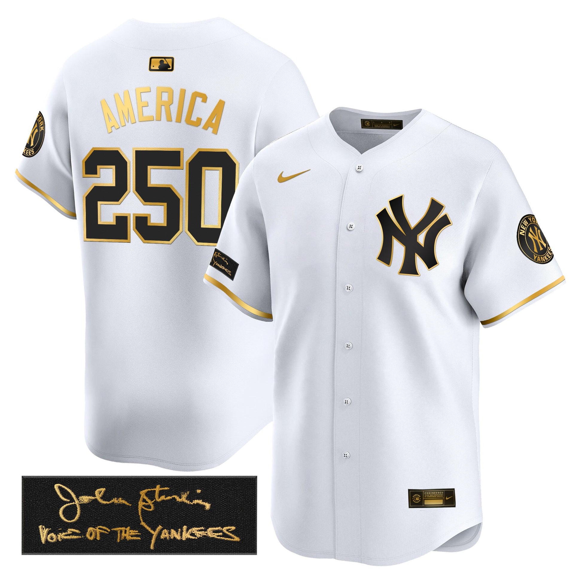 New York Yankees John Sterling "The Voice of the Yankees" Tribute Patch Vapor Premier Limited Jersey - Stitched