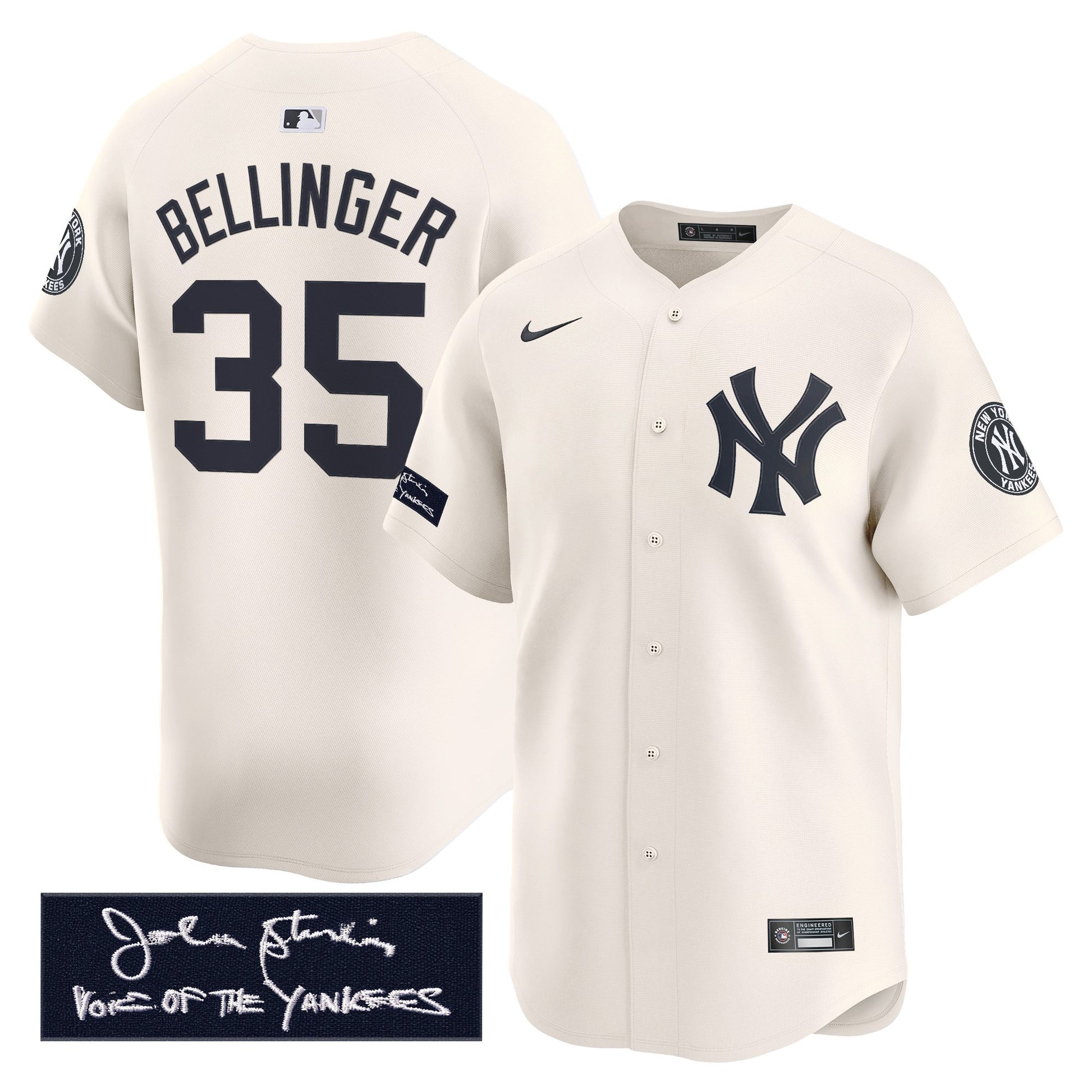 New York Yankees John Sterling "The Voice of the Yankees" Tribute Patch Vapor Premier Limited Jersey - Stitched