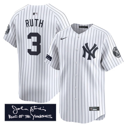 New York Yankees John Sterling "The Voice of the Yankees" Tribute Patch Vapor Premier Limited Jersey - Stitched