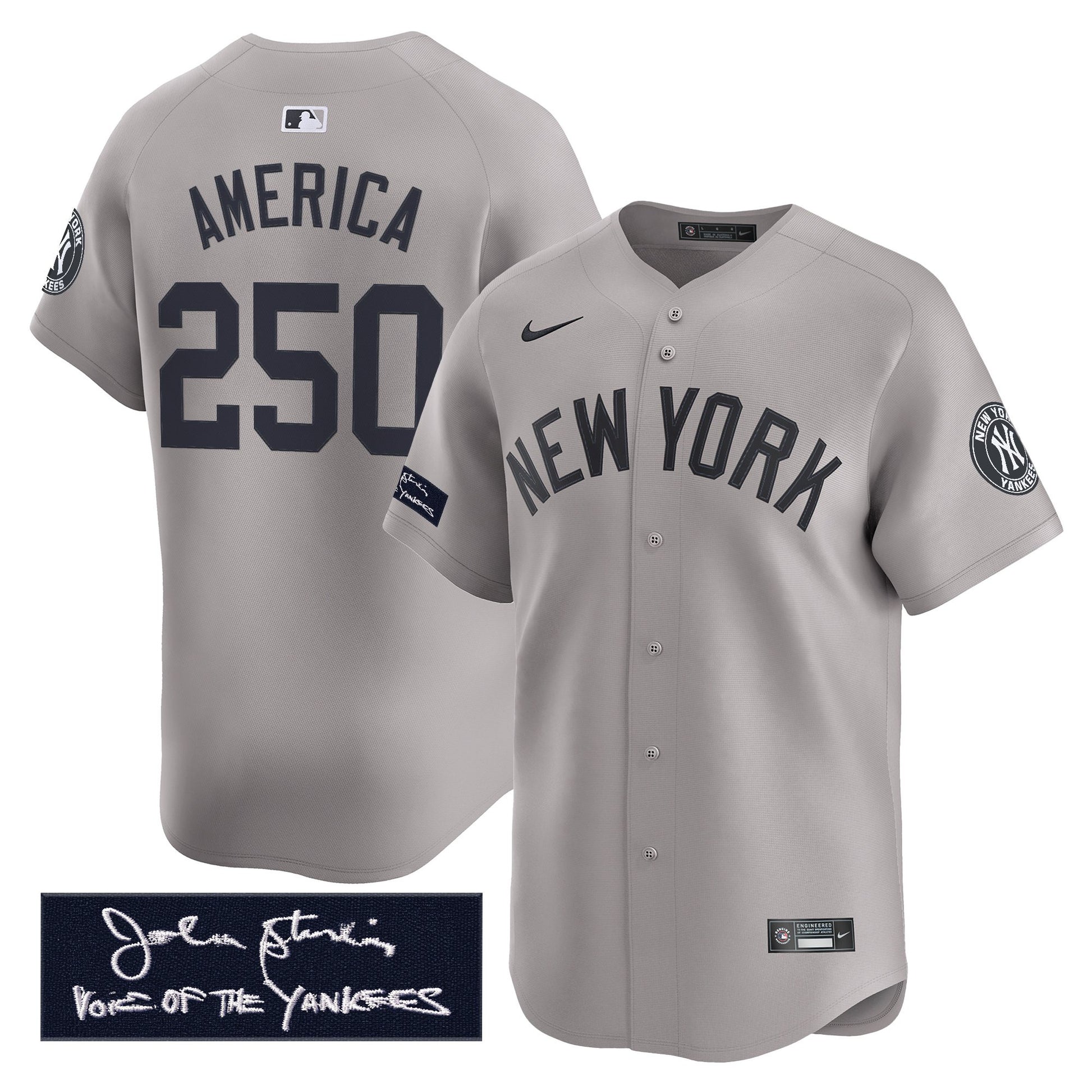 New York Yankees John Sterling "The Voice of the Yankees" Tribute Patch Vapor Premier Limited Jersey - Stitched