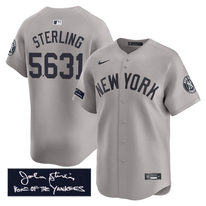 New York Yankees John Sterling "The Voice of the Yankees" Tribute Patch Vapor Premier Limited Jersey - Stitched