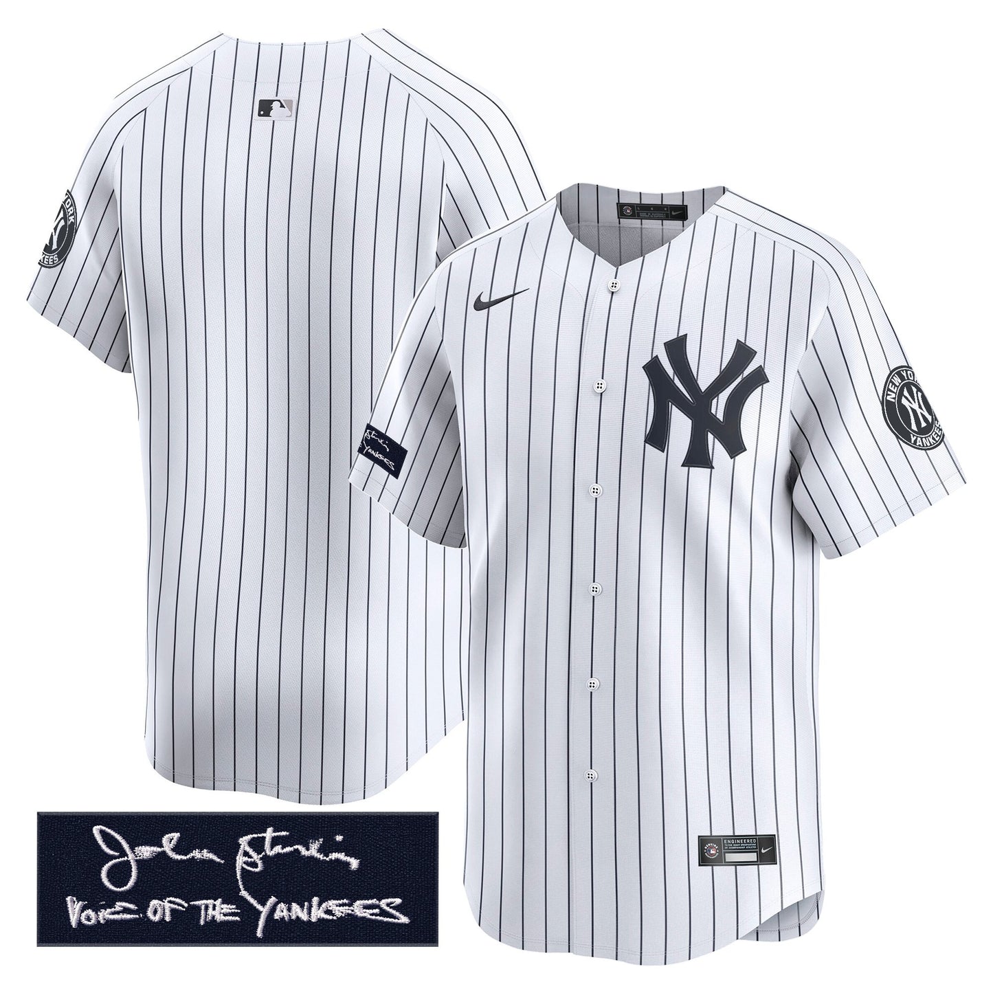 New York Yankees John Sterling "The Voice of the Yankees" Tribute Patch Vapor Premier Limited Jersey - Stitched