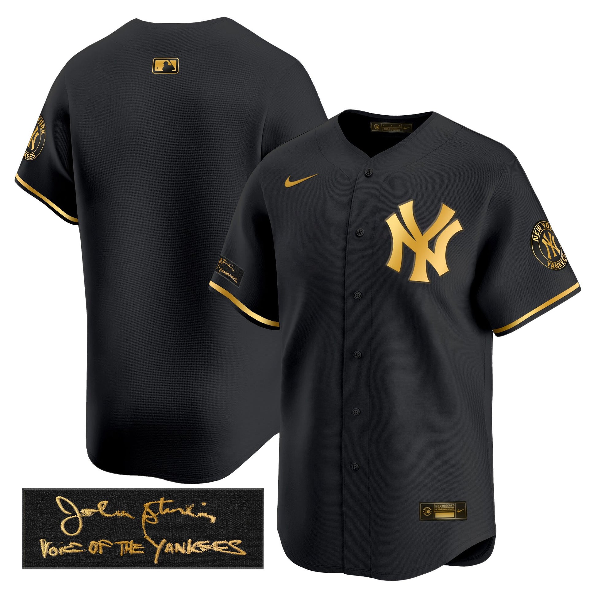 New York Yankees John Sterling "The Voice of the Yankees" Tribute Patch Vapor Premier Limited Jersey - Stitched