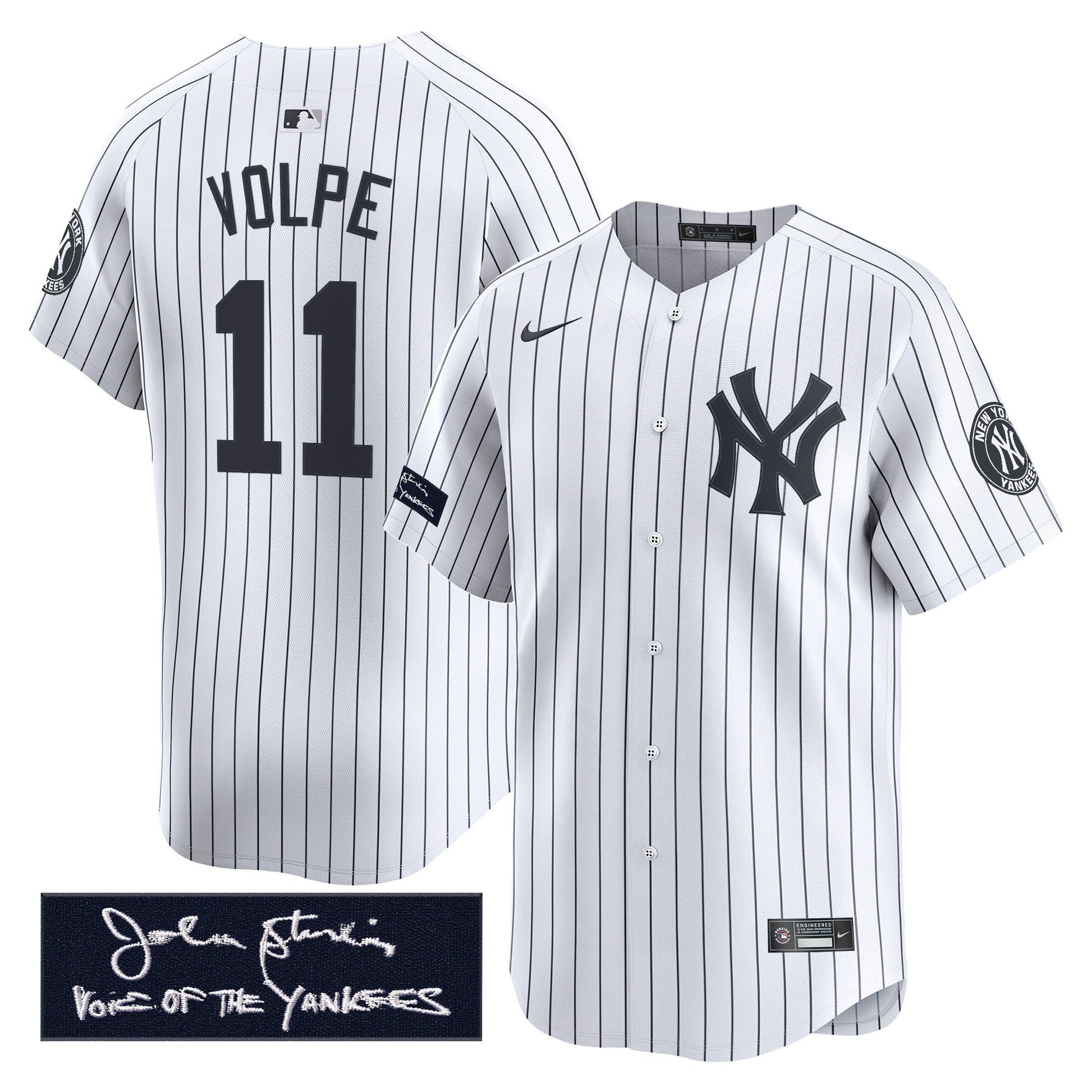 New York Yankees John Sterling "The Voice of the Yankees" Tribute Patch Vapor Premier Limited Jersey - Stitched