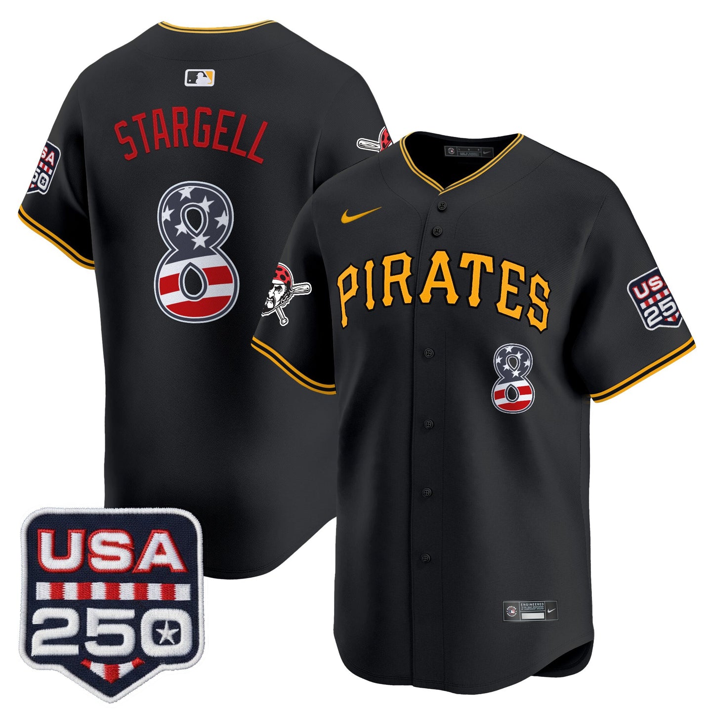 Pittsburgh Pirates USA 250 Fourth of July Vapor Premier Limited Jersey - All Stitched