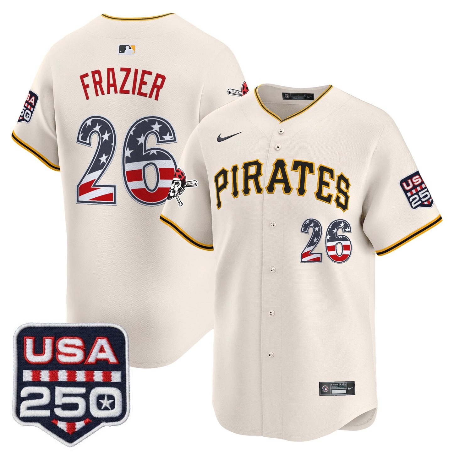Pittsburgh Pirates USA 250 Fourth of July Vapor Premier Limited Jersey - All Stitched