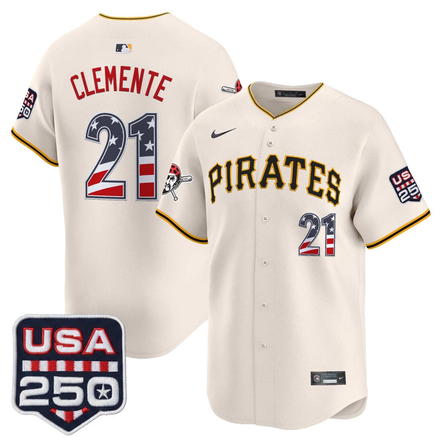 Pittsburgh Pirates USA 250 Fourth of July Vapor Premier Limited Jersey - All Stitched