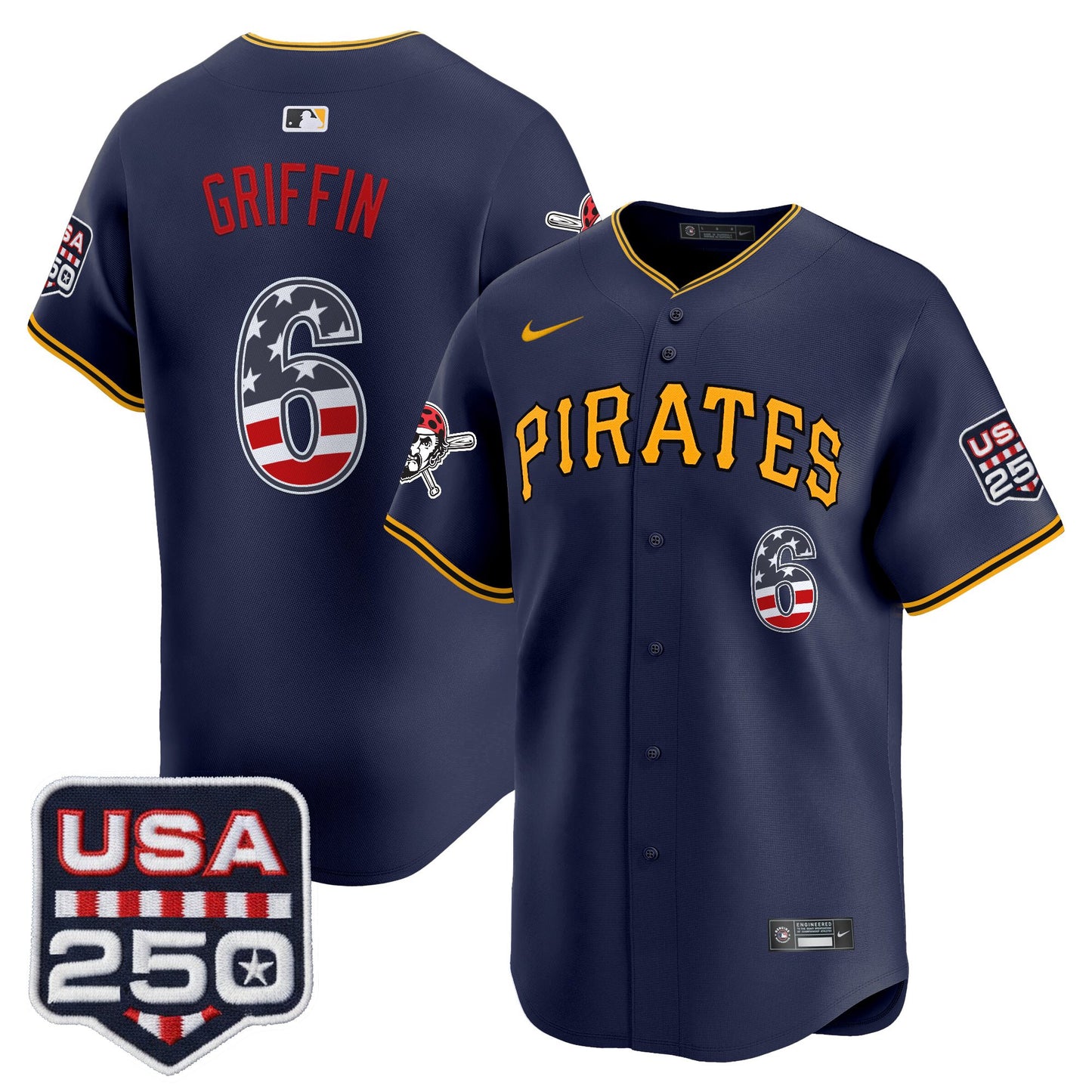Pittsburgh Pirates USA 250 Fourth of July Vapor Premier Limited Jersey - All Stitched