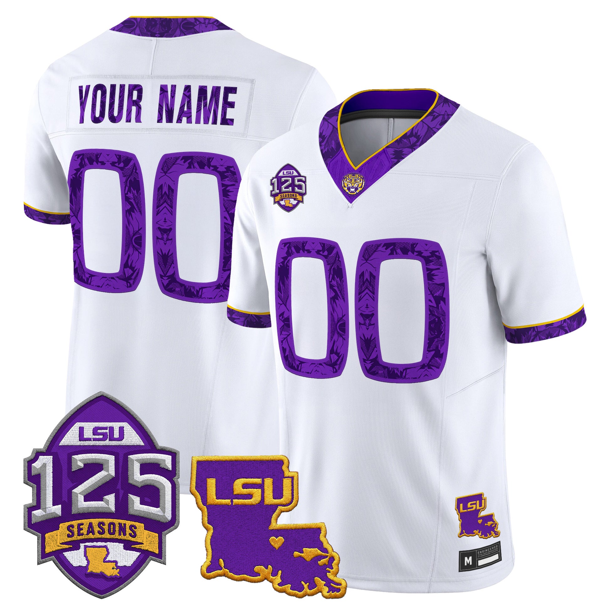 LSU Tigers 'Silent Season of 1918' Vapor Limited Custom Jersey - Louisiana Patch - Stitched