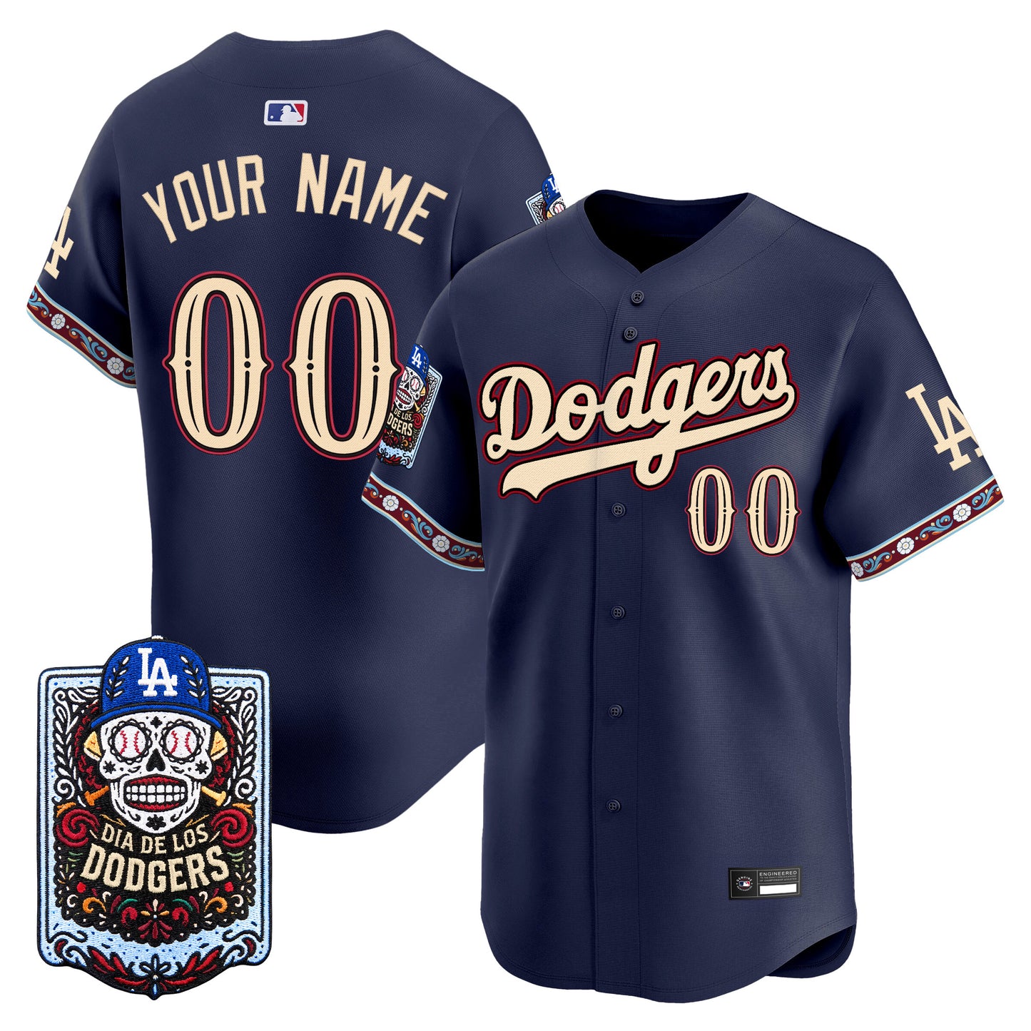 Los Angeles Dodgers Día de los Muertos Vapor Premier Limited Custom Jersey - Stitched