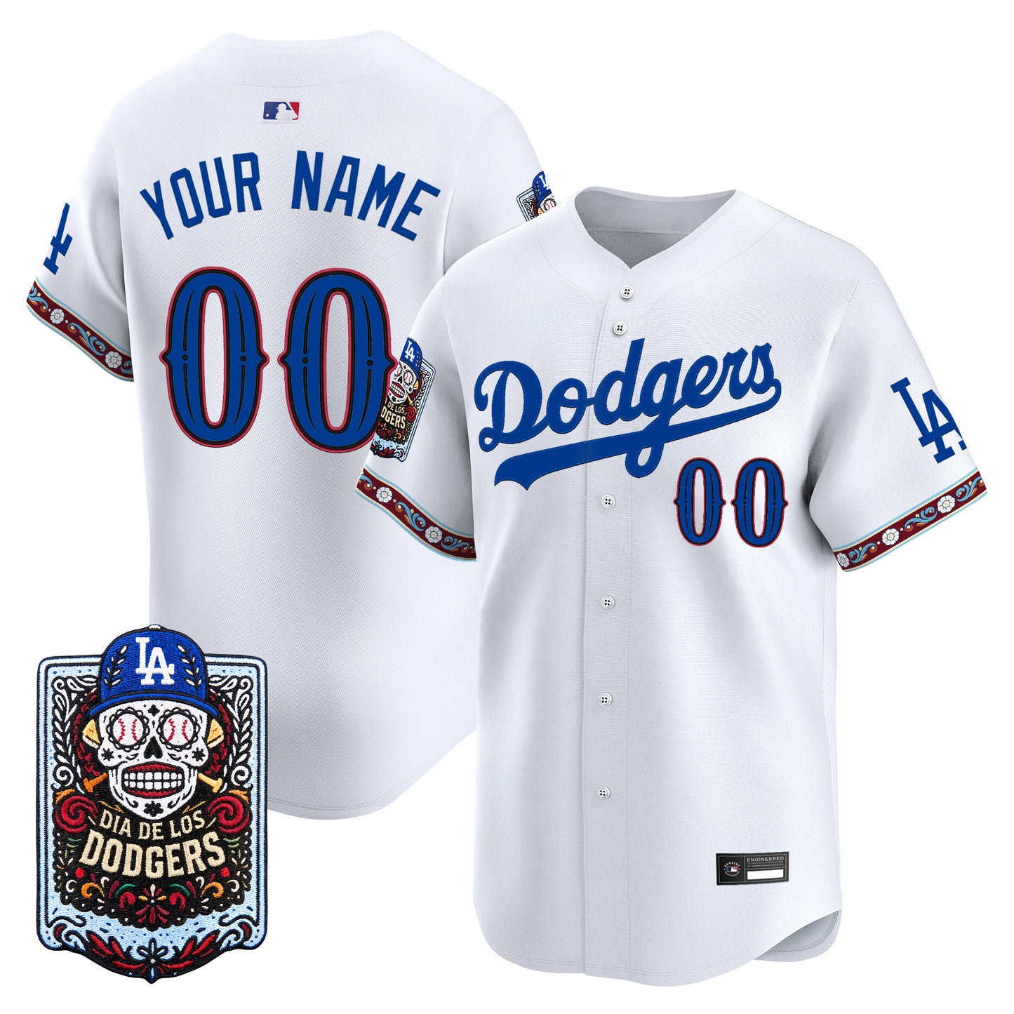 Los Angeles Dodgers Día de los Muertos Vapor Premier Limited Custom Jersey - Stitched