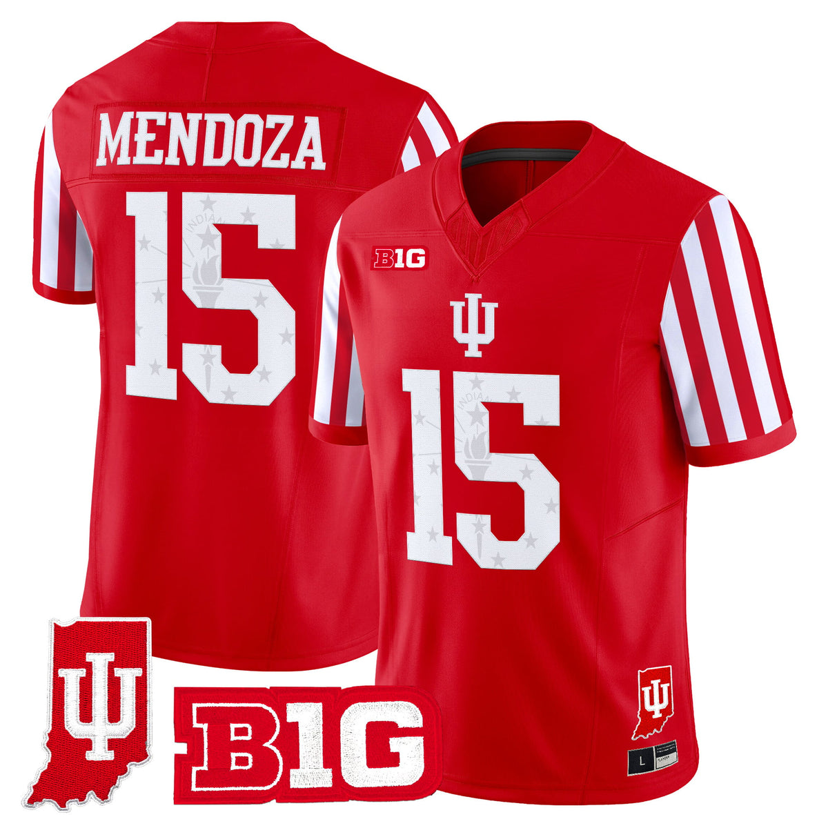 Indiana Hoosiers Candy Stripe Vapor Football Jersey - Indiana State Patch - Stitched