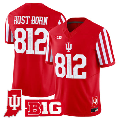 Indiana Hoosiers Candy Stripe Vapor Football Jersey - Indiana State Patch - Stitched