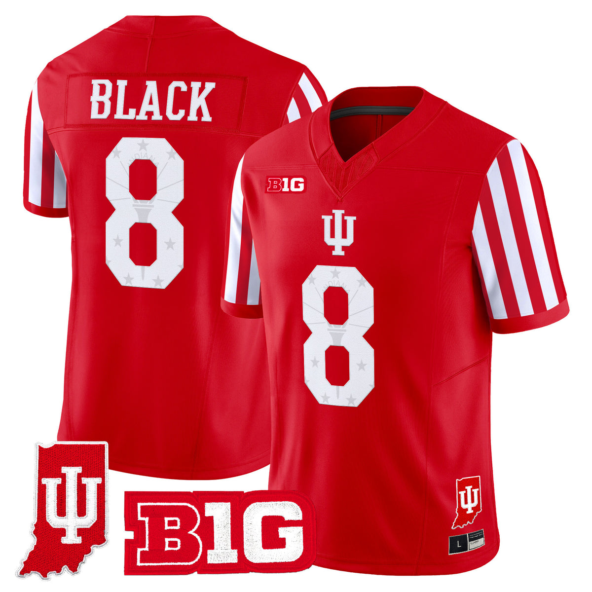 Indiana Hoosiers Candy Stripe Vapor Football Jersey - Indiana State Patch - Stitched