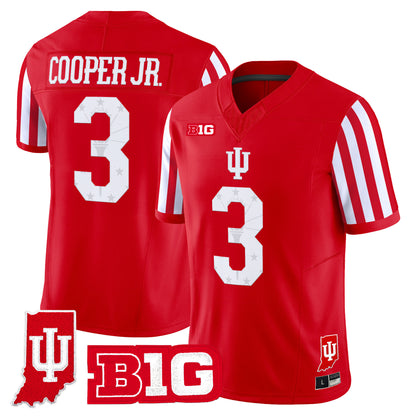 Indiana Hoosiers Candy Stripe Vapor Football Jersey - Indiana State Patch - Stitched