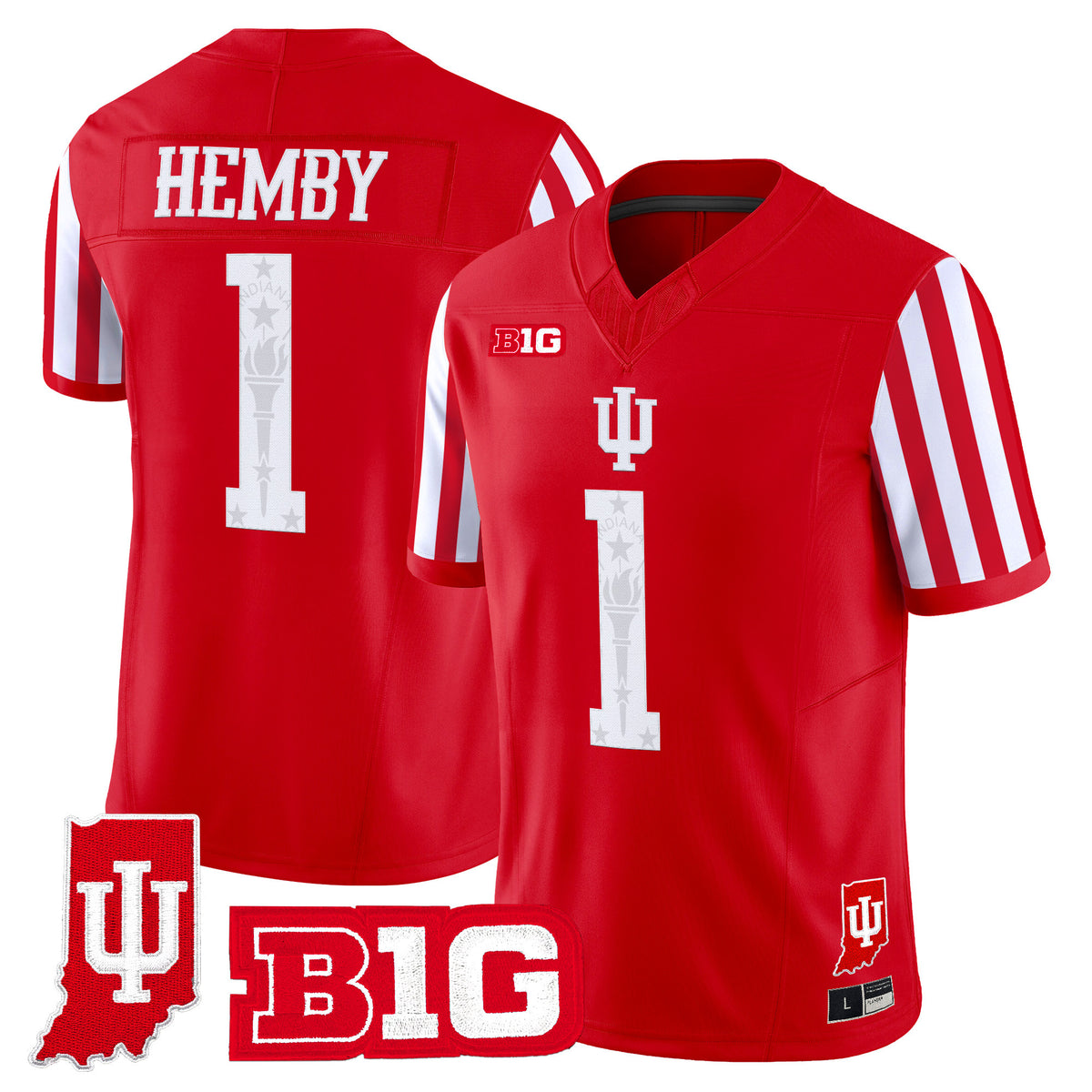 Indiana Hoosiers Candy Stripe Vapor Football Jersey - Indiana State Patch - Stitched