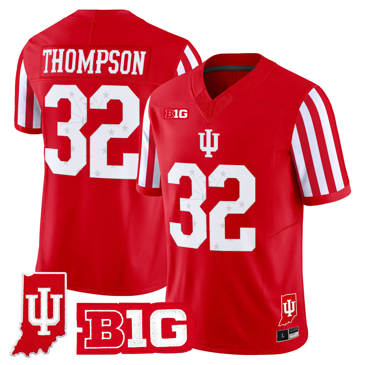 Indiana Hoosiers Candy Stripe Vapor Football Jersey - Indiana State Patch - Stitched
