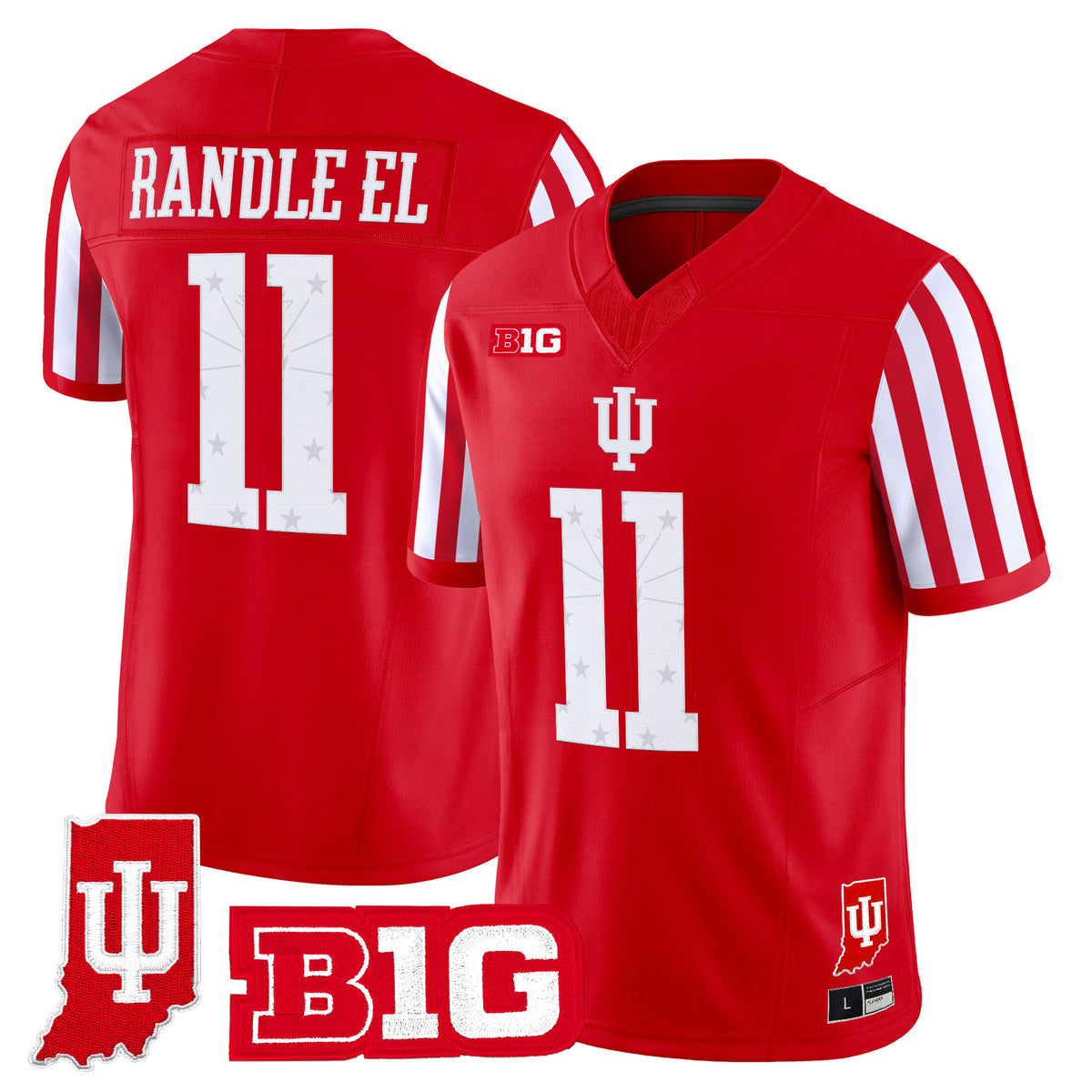 Indiana Hoosiers Candy Stripe Vapor Football Jersey - Indiana State Patch - Stitched