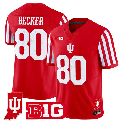 Indiana Hoosiers Candy Stripe Vapor Football Jersey - Indiana State Patch - Stitched