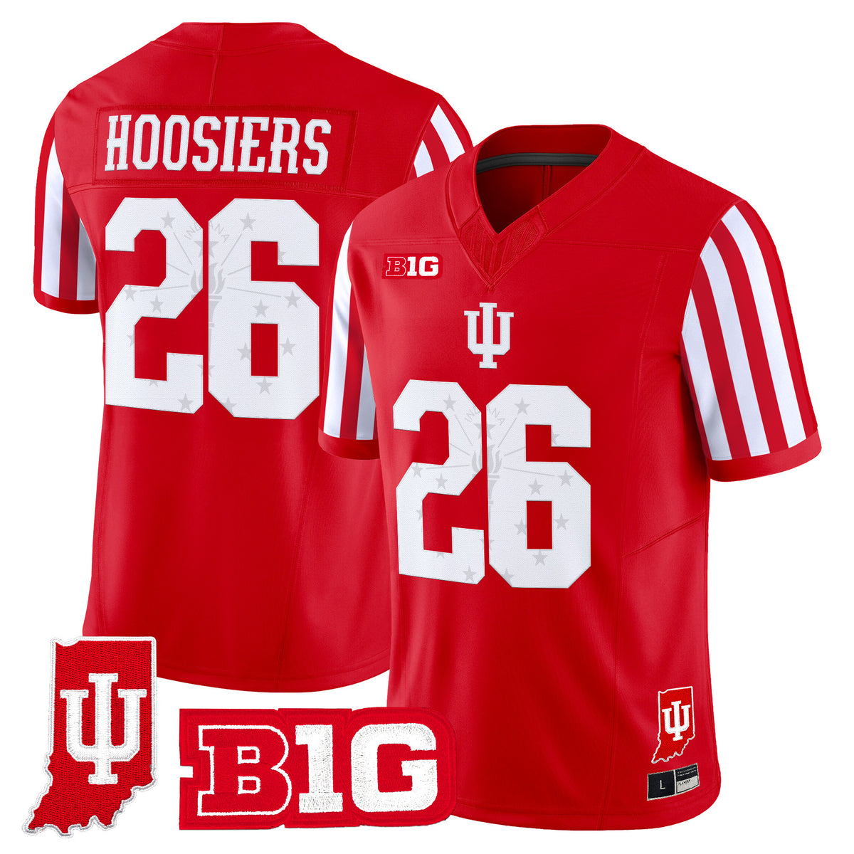 Indiana Hoosiers Candy Stripe Vapor Football Jersey - Indiana State Patch - Stitched