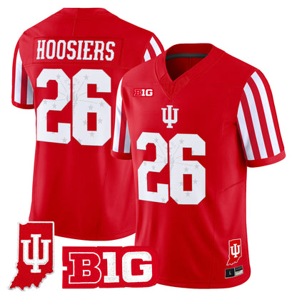 Indiana Hoosiers Candy Stripe Vapor Football Jersey - Indiana State Patch - Stitched