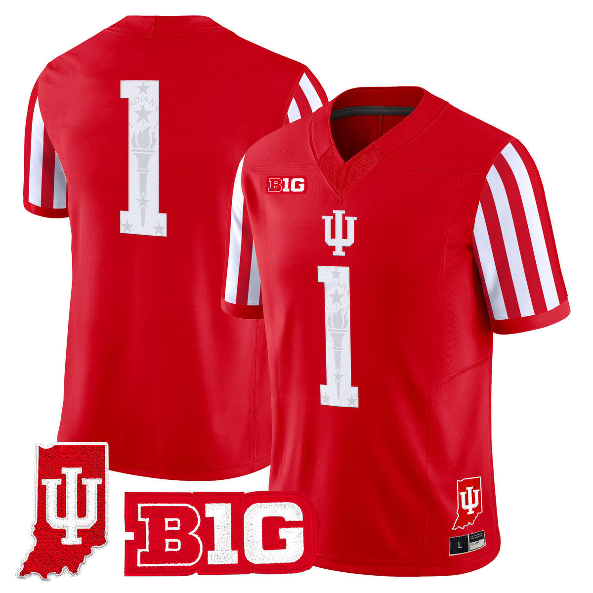 Indiana Hoosiers Candy Stripe Vapor Football Jersey - Indiana State Patch - Stitched