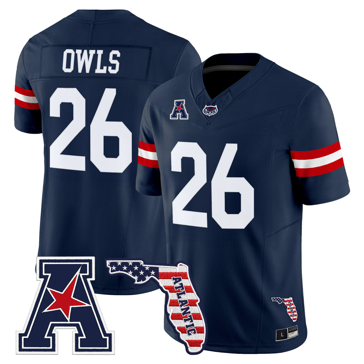 Florida Atlantic Owls Vapor Limited Jersey - Florida Patch - Stitched