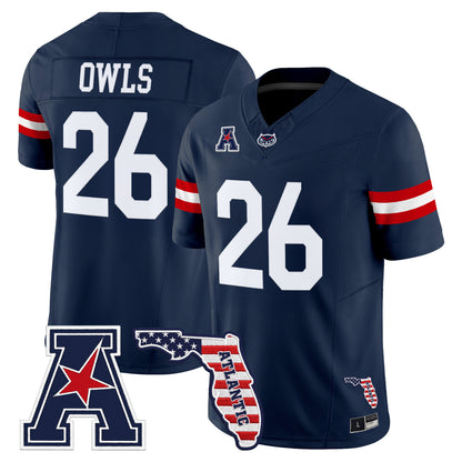 Florida Atlantic Owls Vapor Limited Jersey - Florida Patch - Stitched