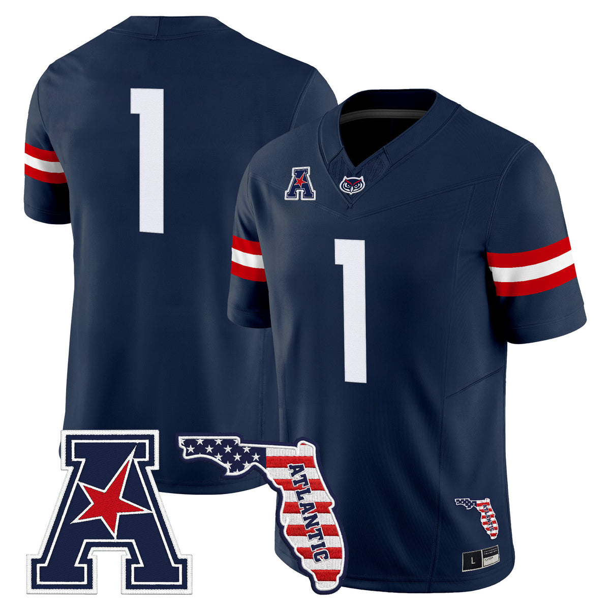 Florida Atlantic Owls Vapor Limited Jersey - Florida Patch - Stitched