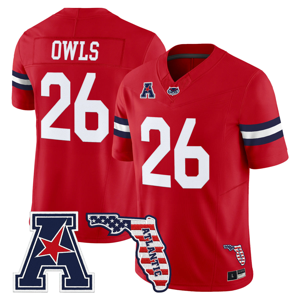 Florida Atlantic Owls Vapor Limited Jersey - Florida Patch - Stitched