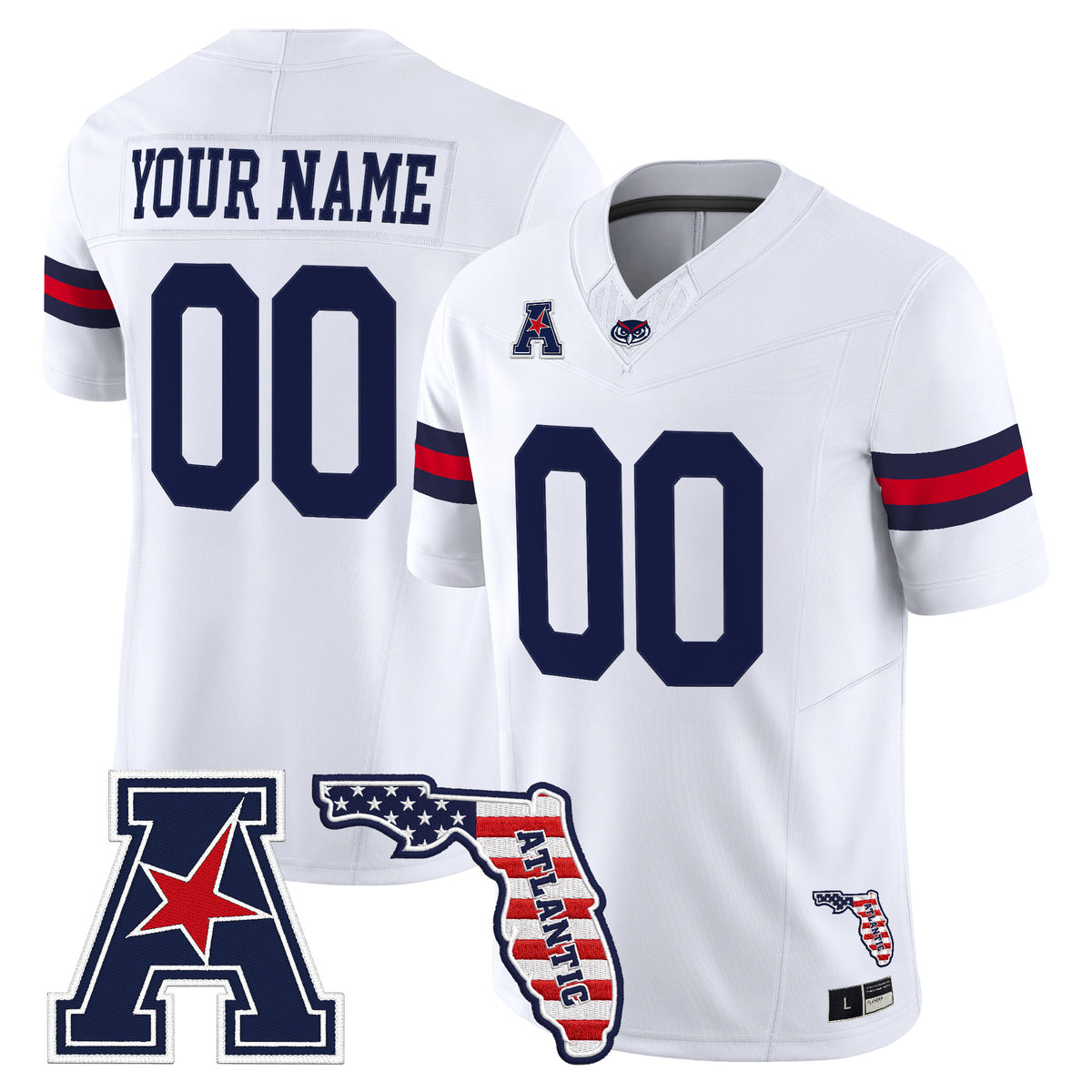 Florida Atlantic Owls Vapor Limited Custom Jersey - Florida Patch - Stitched
