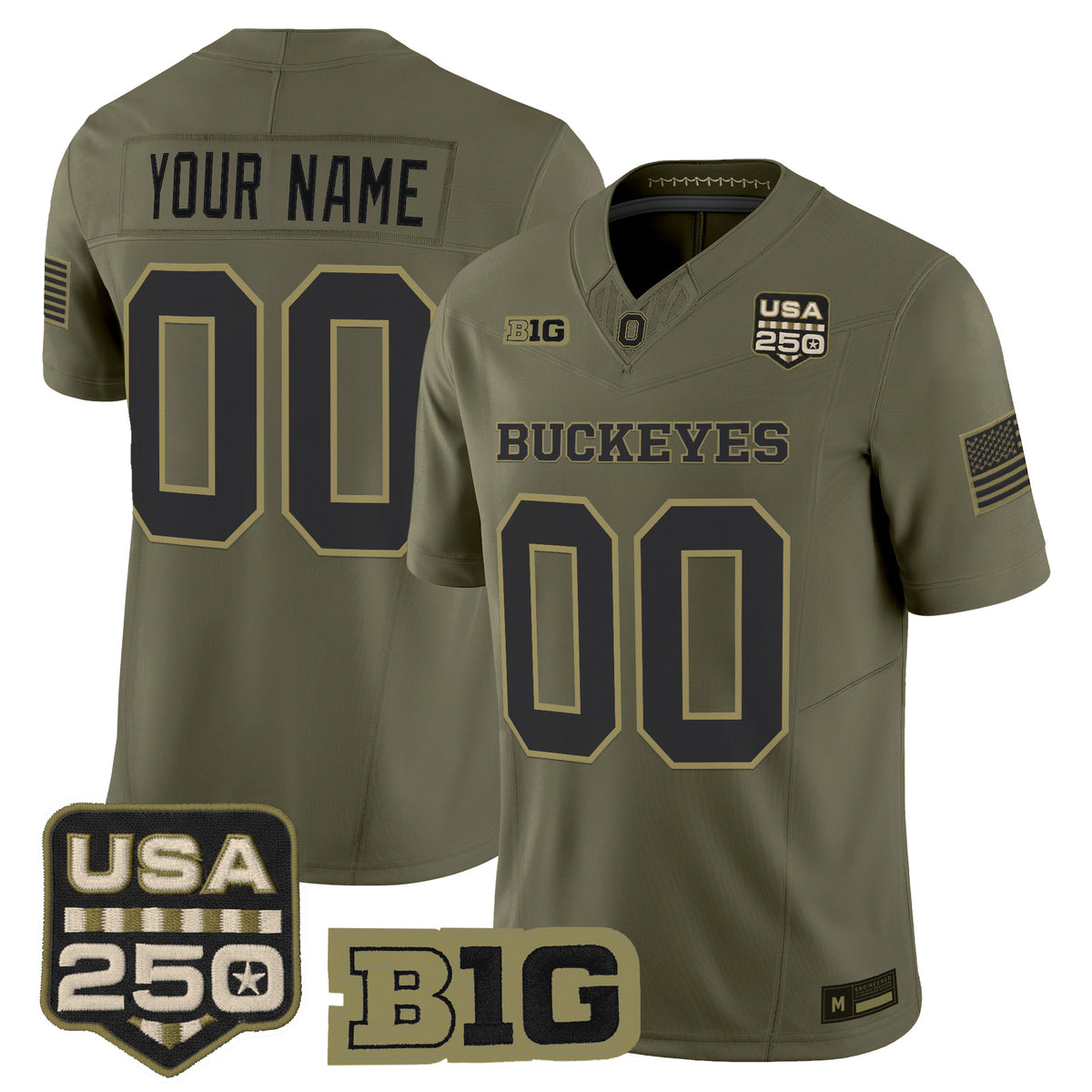 Ohio State Buckeyes 2026 Salute to Service Vapor Limited Custom Jersey - Stitched