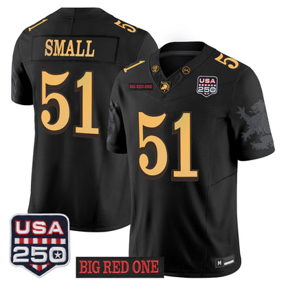 Army Black Knights Big Red One & USA 250 Patch Vapor Jersey - Stitched Numbers/Patches - Black Lion Graphic Sleeves