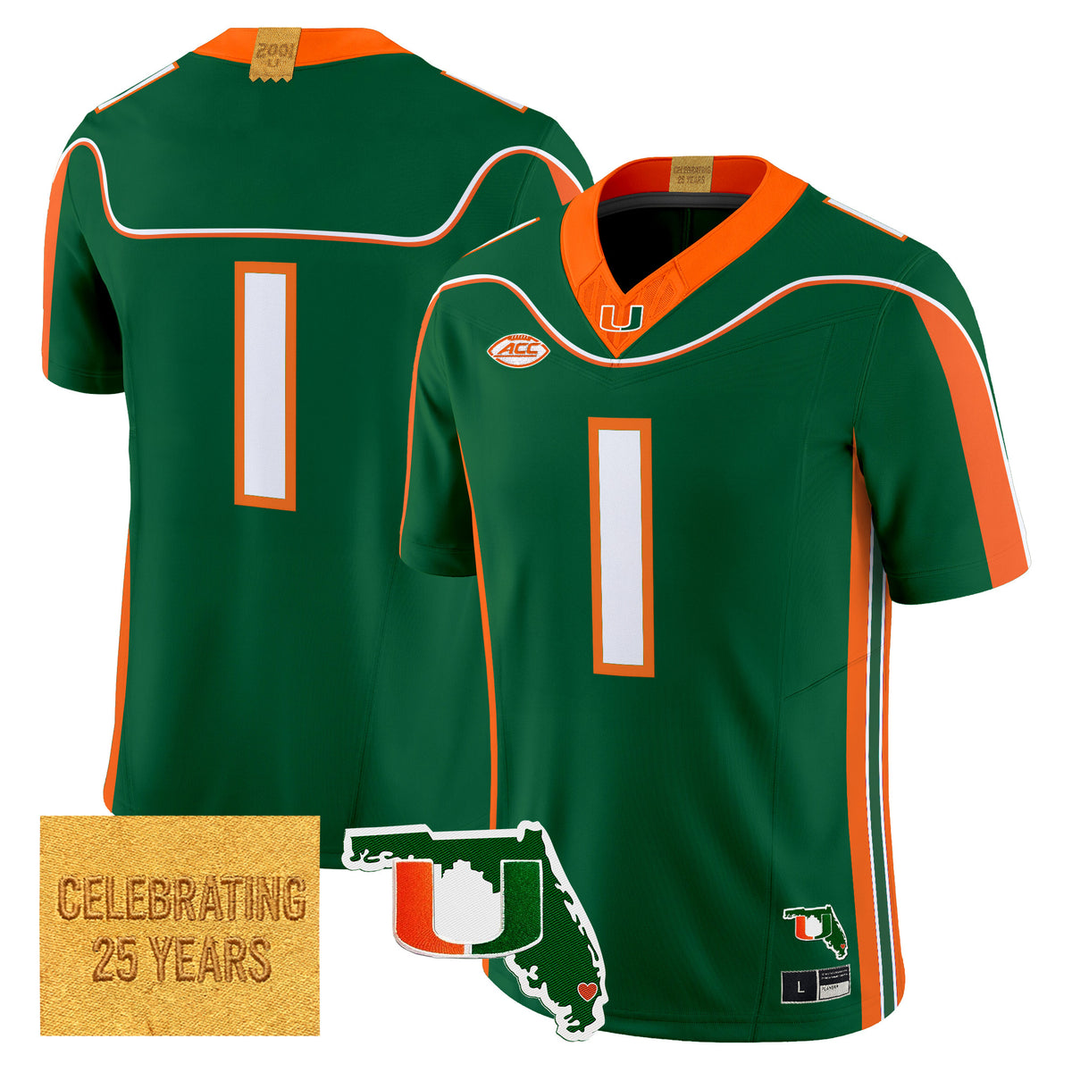 Miami Hurricanes 2001 Throwback Vapor Limited Jersey - Florida Patch - Stitched