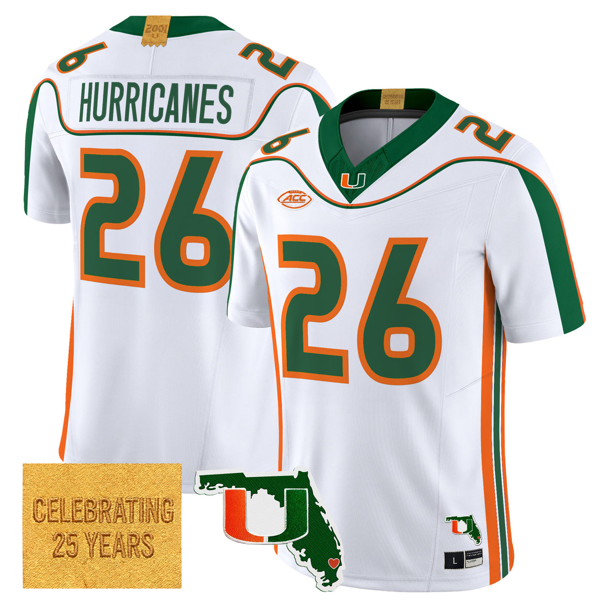 Miami Hurricanes 2001 Throwback Vapor Limited Jersey - Florida Patch - Stitched