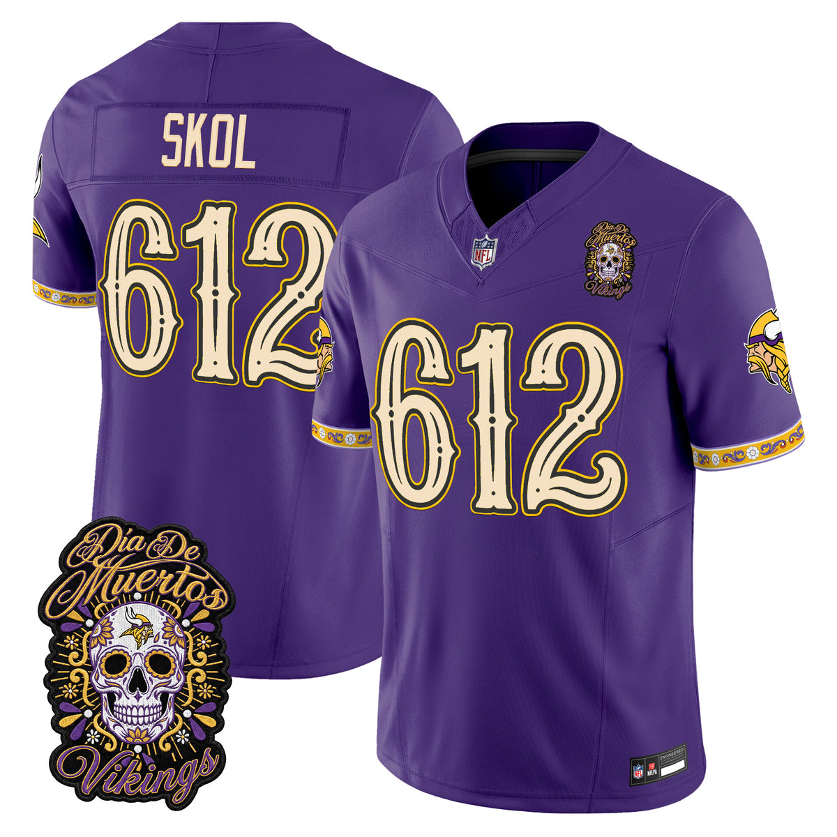 Minnesota Vikings Día de los Muertos Vapor Limited Jersey - Stitched