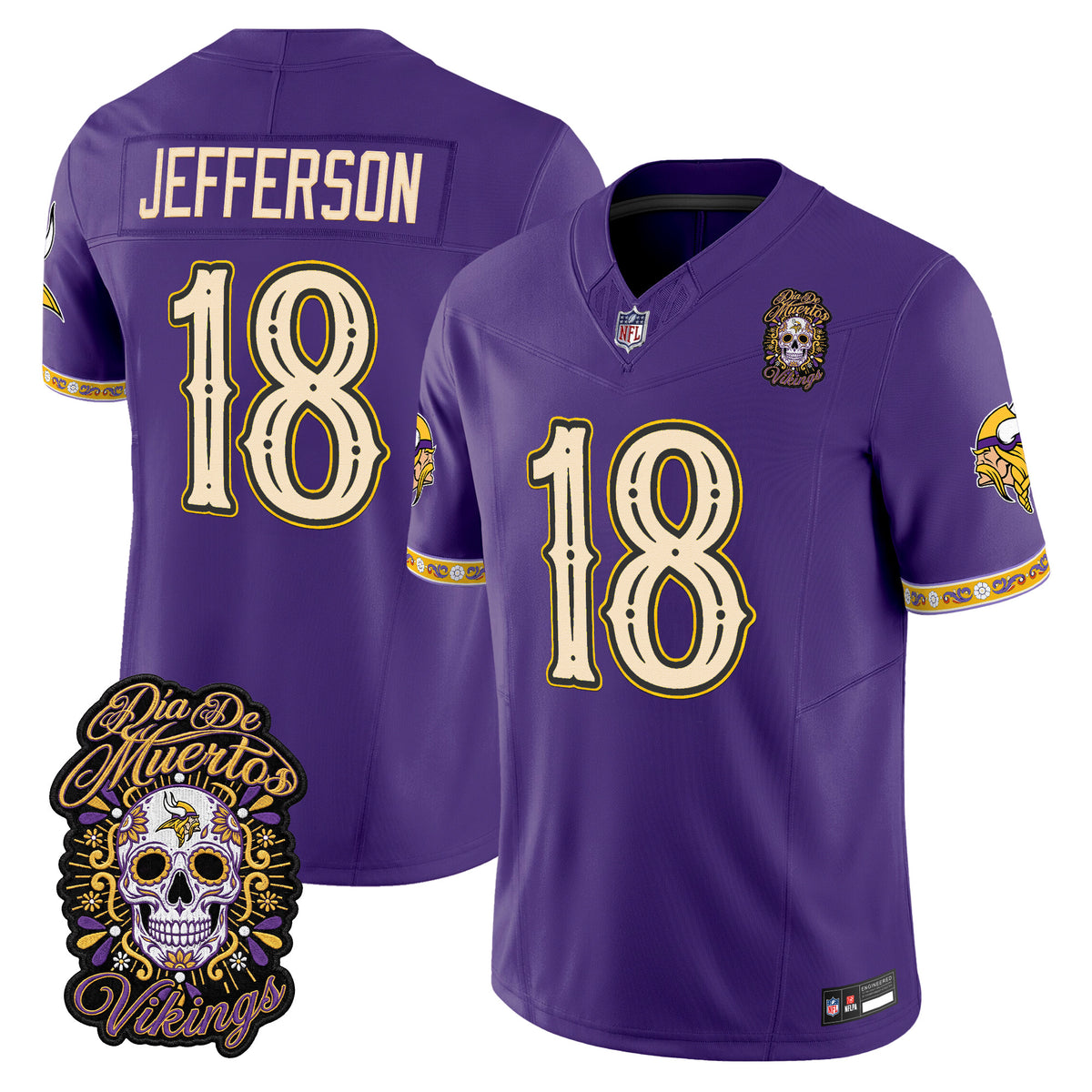 Minnesota Vikings Día de los Muertos Vapor Limited Jersey - Stitched