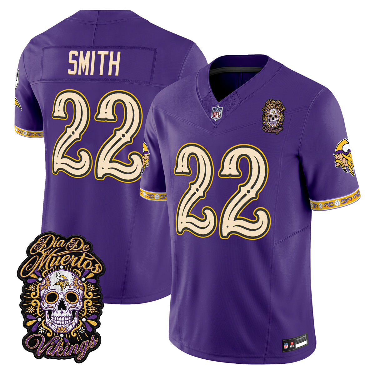 Minnesota Vikings Día de los Muertos Vapor Limited Jersey - Stitched