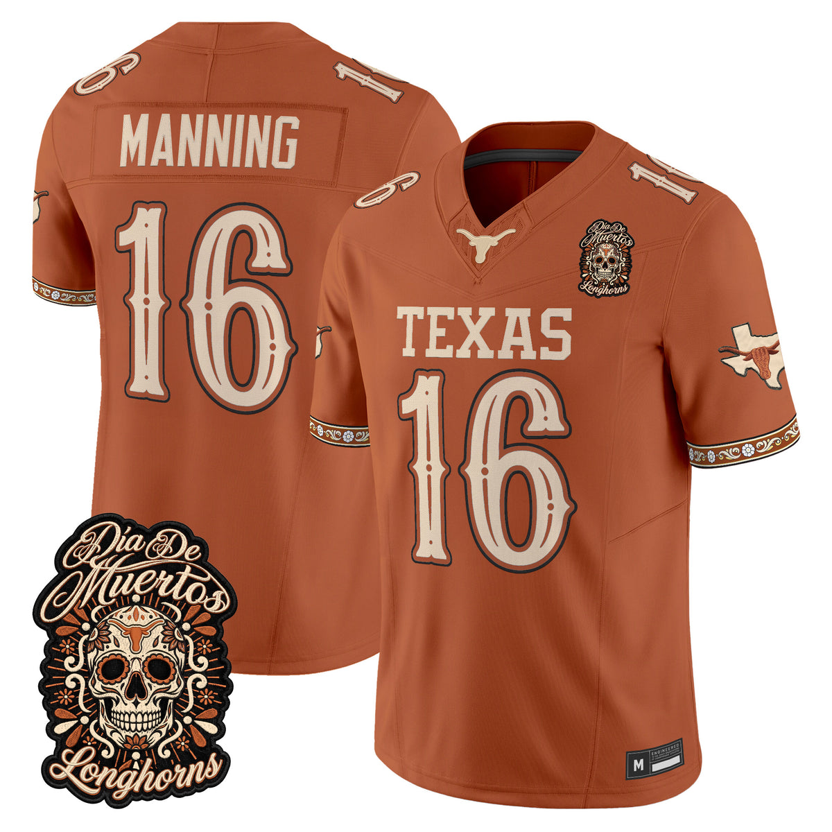  Texas Longhorns Día de los Muertos Vapor Limited Jersey - Stitched