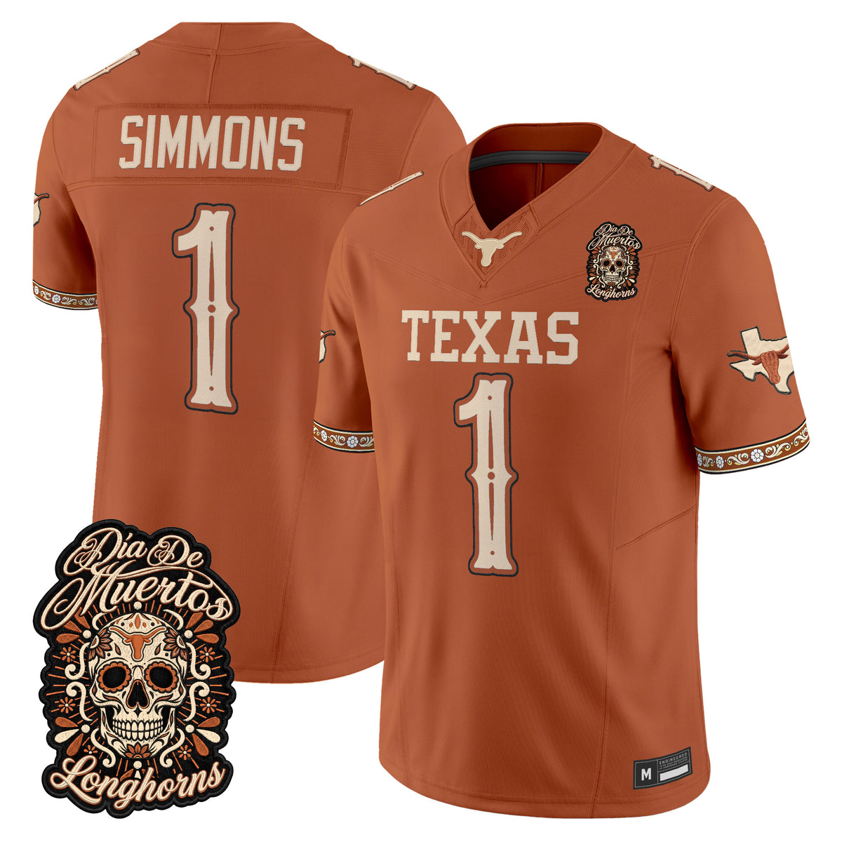  Texas Longhorns Día de los Muertos Vapor Limited Jersey - Stitched
