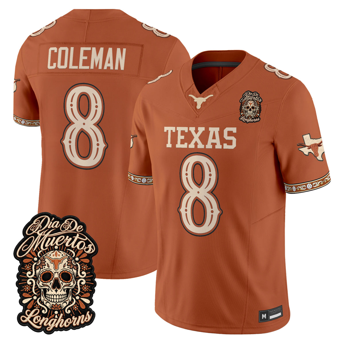  Texas Longhorns Día de los Muertos Vapor Limited Jersey - Stitched